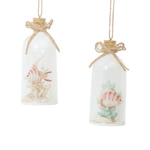 Gallerie II Sea Life in a Bottle Christmas Xmas Ornament Set of 2 - 1 of 3