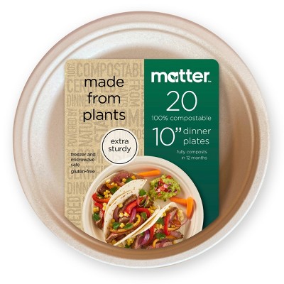 Matter Compostable Fiber Disposable Plates 10" - Natural - 20ct