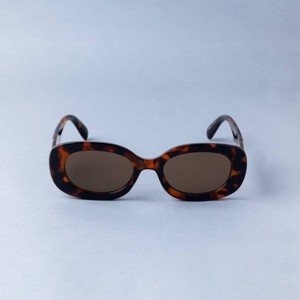 Women's Oval Tortoise Shell with Half Moon Sunglasses - A New Day™ Brown - 1 of 2
