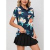 Womens Floral Polo Shirts Short Sleeve Summer Printed Tops 2024 Lightweight Collared Golf Tennis Shirts - 4 of 4
