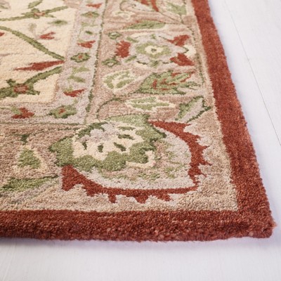 Rust and Ivory Hand-Tufted Wool Runner Rug