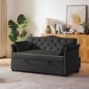 Velvet Sleeper Sofa Bed with Convertible Backrest, Tufted Back and Nailhead Trim Armrests - 2 of 4