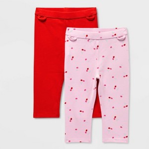 Toddler Girls' 2pk Adaptive Valentine's Day Capri Leggings - Cat & Jack™ Light Pink/Red - 1 of 3