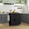 Resenkos Kitchen Cart, Kitchen Island Cart,Kitchen Island on Rollers with Power Outlets, Drawer, and Doors, Black - 3 of 4