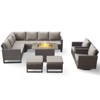POCASSY 8 Piece Outdoor Sectional Patio Furniture Set, All Weather Brown Wicker Outdoor Furniture Set with Swivel Chair and 41" Propane Fire Pit - 3 of 4