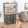 Heavy Duty Dog Crate Furniture - 4-Door Wooden Kennel w/Storage Shelves & Flip Door, Adjustable Divider for Small/Medium Dogs - 2 of 4