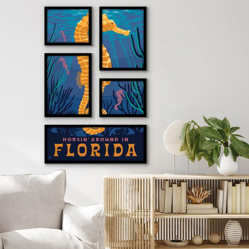 Americanflat Florida Seahorse 5 Piece Grid Wall Art Room Decor Set - vintage coastal Modern Home Decor Wall Prints, 2 of 6