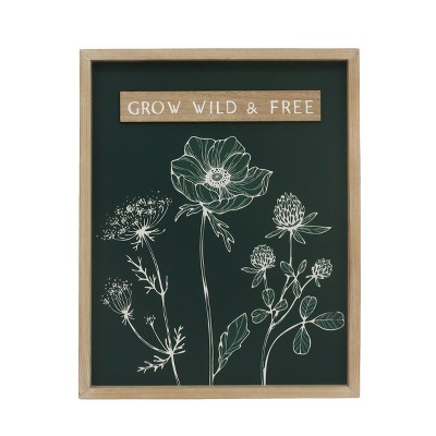 VIP Wood 17.75 in. Black Grow Wild Floral Art Print