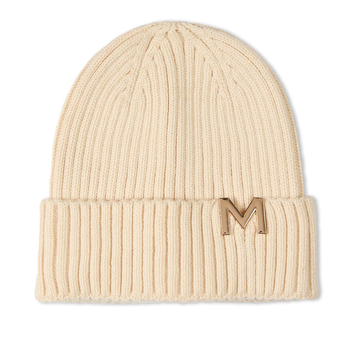 Memoi Boys Ribbed Metal M Cut-Out Design Rayon Blend Beanie - thumbnail 5