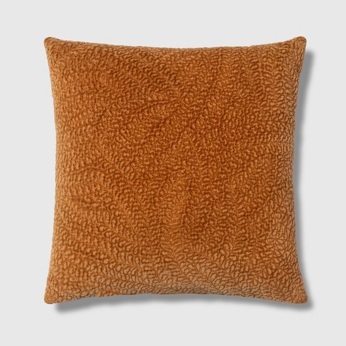 Square Quilted Botanical Washed Velvet Pillow Orange Threshold