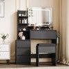 Coucheta Makeup Vanity Desk with Mirror&Lights, Power Outlet & USB Ports, 3-Color Light, 4 Drawers, Storage&Stool, Makeup Dressing Table for Bedroom - 4 of 4