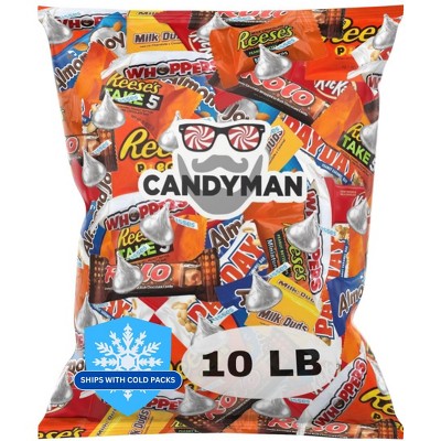 CANDYMAN 10 Pound Bag Mix of Chocolate, Individually Wrapped Assorted Bulk Candy Chocolates Variety Pack