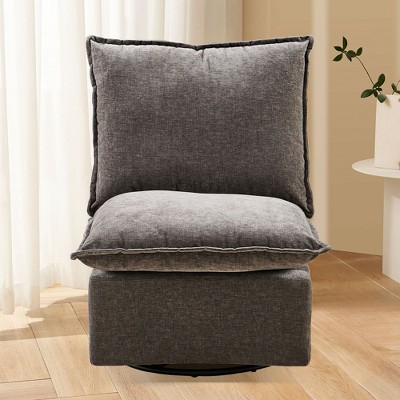 Okak Chenille 360 Degree Accent Swivel Chair with Removable Cushion Comfy Upholstered Single Sofa for Living Room Office Lounge