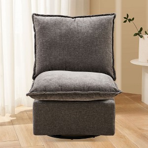 Okak Chenille 360 Degree Accent Swivel Chair with Removable Cushion Comfy Upholstered Single Sofa for Living Room Office Lounge - 1 of 4