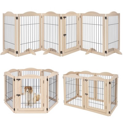 unipaws Wood and wire Pet Playpen with 4 Support feet