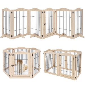 unipaws Wood and wire Pet Playpen with 4 Support feet - 1 of 4