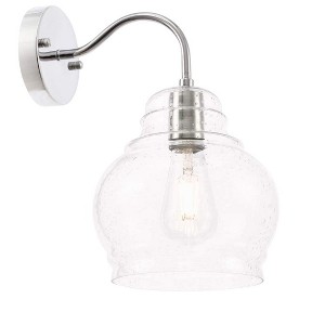 Elegant Lighting Pierce 1 light Chrome and Clear seeded glass wall sconce - 1 of 2