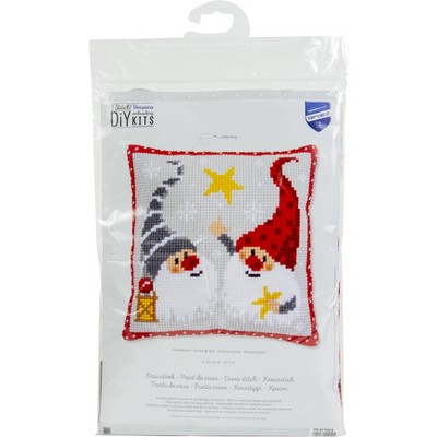 Vervaco Counted Cross Stitch Cushion Kit 16"X16"-Christmas Gnomes