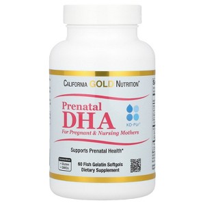 California Gold Nutrition Prenatal DHA, Omega-3 Fatty Acids DHA and EPA plus Choline for Pregnant and Nursing Mothers, 900 mg, 60 Fish Gelatin - 1 of 3