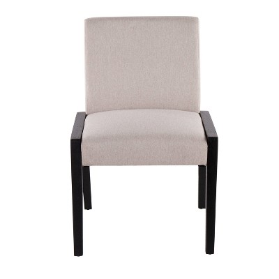 Carmen Beige Fabric and Black Wood Velvet Dining Chairs - Set of 2