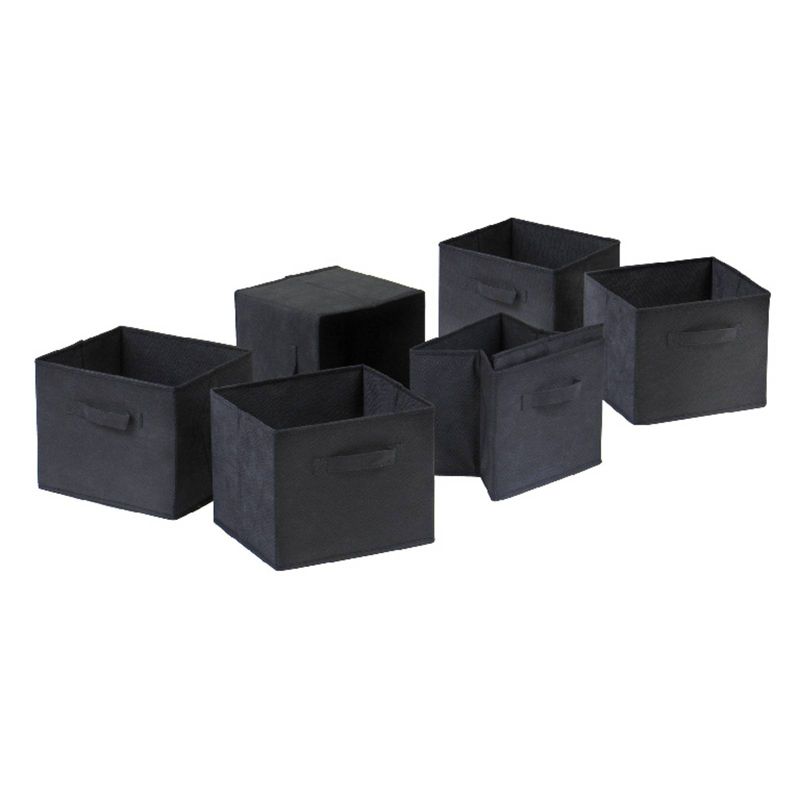 7pc Capri Set Storage Shelf with Folding Fabric Baskets Espresso Brown/BLack - Winsome, 4 of 5