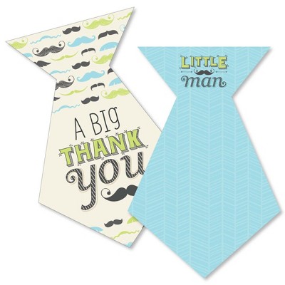 Big Dot of Happiness Dashing Little Man Mustache Party - Shaped Thank You Cards - Party Thank You Note Cards with Envelopes - Set of 12