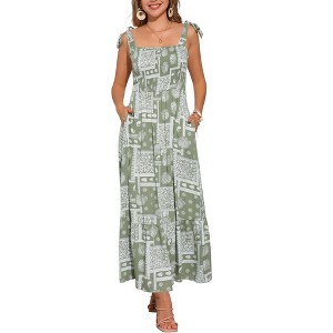 INSPIRE CHIC Women's Square Neck Sleeveless Elastic Waist A-Line Maxi Dress - 1 of 4
