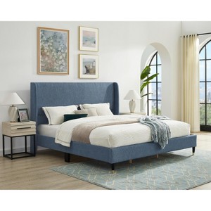 Roundhill Furniture Rozitta Upholstered Wingback Platform Bed - 1 of 4