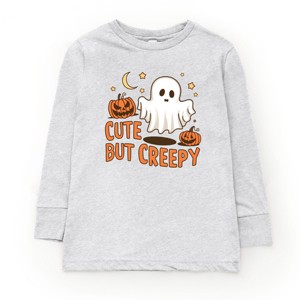 The Juniper Shop Cute But Creepy Ghost Youth Long Sleeve Tee - XS - Heather Grey - 1 of 4