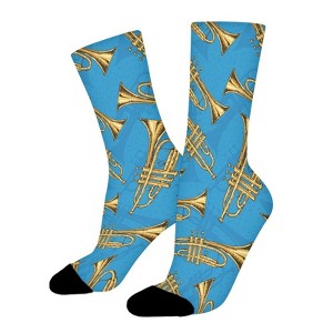 Brass Trumpets Pattern Women Printed Crew Socks Funny Funky Socks Soft Polyester Novelty Gifts for Artists Men - 1 of 1