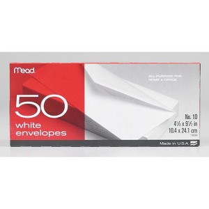Mead 9.5 in. W X 4.12 in. L No. 10 White Envelopes - Case of 24 - 50 each - 1 of 1