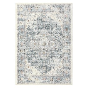2 x 6 ft Polyester Imitation  Light Brown Rectangular Hallway Bathroom Entryway Kitchen Office Foldable Flower Printed  Washable Area - 1 of 4