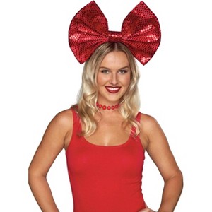 Halloween Large Sequin Bow Headband Red - Wondershop