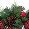 Northlight Pine Artificial Christmas Wreath with Bows and Plaid Ornaments - 24" - Unlit - 4 of 4