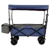 CAVINAS Collapsible Foldable Extended Wagon Cart with Canopy, All-Terrain Shopping Cart with Side Pocket and Brakes, Heavy-Duty Wagon - 2 of 4