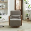Modern Swivel Accent Chair, Upholstered Lounge Reading Chair with Solid Wood Arms, 360° Linen Blend Armchair for Living Room, Nursery-Koiai - 2 of 4