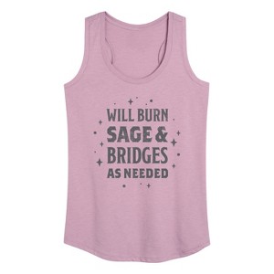 Women's - Instant Message - Will Burn Sage And Bridges Graphic Racerback Tank - 1 of 4