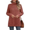 Coolmee Women's Tunic Tops Turtleneck Long Sleeve Shirts Oversized Fall Sweaters Side Split High Low Hemline - 3 of 4