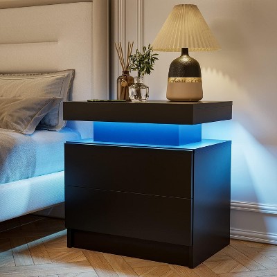 NicBex Nightstand with 2 Drawers, Modern Night Stand Frame with Cabinet Lights , Bedside Table for Bedroom
