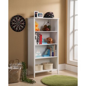 Kings Brand Furniture White Finish Wood 4-Shelf Bookcase - 1 of 4