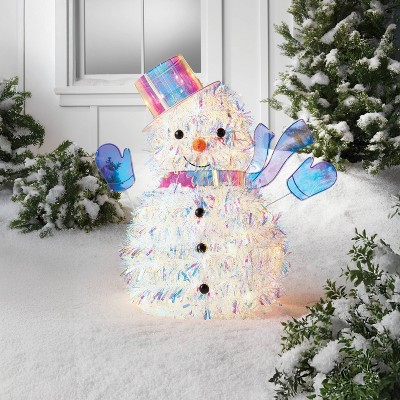 28" Incandescent Tinsel Snowman Christmas Novelty Sculpture Light with Clear Color Light Bulb - Wondershop™