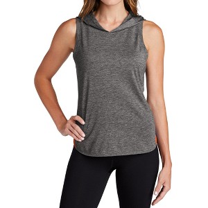 Mafoose Ladies Ultra-Soft with Mesh PosiCharge Tri-Blend Moisture-Wicking Draft Hoodie Tank Top - 1 of 4