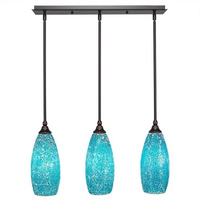 Toltec Lighting Any 3 - Light Chandelier in  Dark Granite with 5.5" Turquoise Fusion Shade