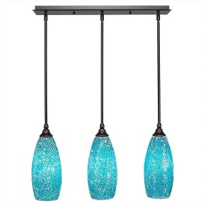 Toltec Lighting Any 3 - Light Chandelier in  Dark Granite with 5.5" Turquoise Fusion Shade - 1 of 1