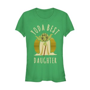 Juniors Womens Star Wars Yoda Best Daughter Cartoon T-Shirt - 1 of 3