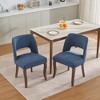 Wooden Dining Chairs Set of 2, Fabric Upholstered Farmhouse Chairs with Hollow-Out Design & Curved Backrest, Solid Wood Legs-- Frevyn - 4 of 4