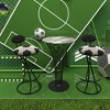 SKRAN S-shaped Bar Stools Velvet Counter Bar Chair Football Print Round Dining Stool for Kitchen & Living Room (Black Set of 2) - 2 of 4