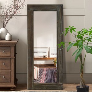 PexFix 24 in. W x 58 in. H Farmhouse Rectangular Solid Wood Framed Full Length Leaning Mirror in Brown - 1 of 4