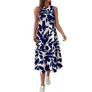 casual tank maxi dress KSTM Sleeveless Racerback Maxi Dress With Side Slit Tank Style Long Dress Summer Beach Vacation Flowy Midi Length Casual,L