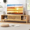 Tangkula TV Stand for TVs up to 65 Inches w/ Sliding Slatted Doors 5 Cable Holes Natural - 2 of 4